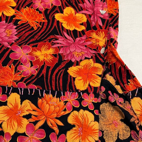 French Laundry XL Maxi Dress Floral Sleeveless Smocked Chest Tropical Boho Festi - Picture 10 of 10